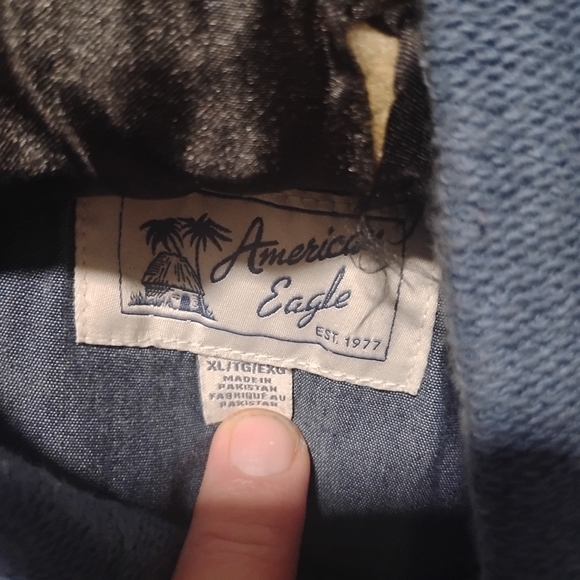 American Eagle Outfitters Blue Hoodie with White Stripes - Picture 3 of 3